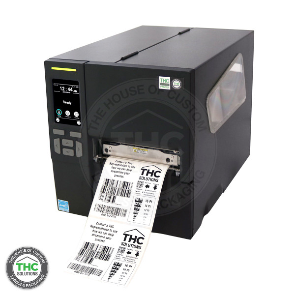 THC Industrial Printer with display monitor with a printed label.