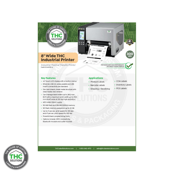 8" Wide THC Industrial Spec Sheet