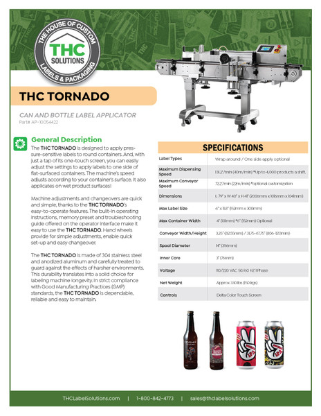 THC Tornado Spec Sheet