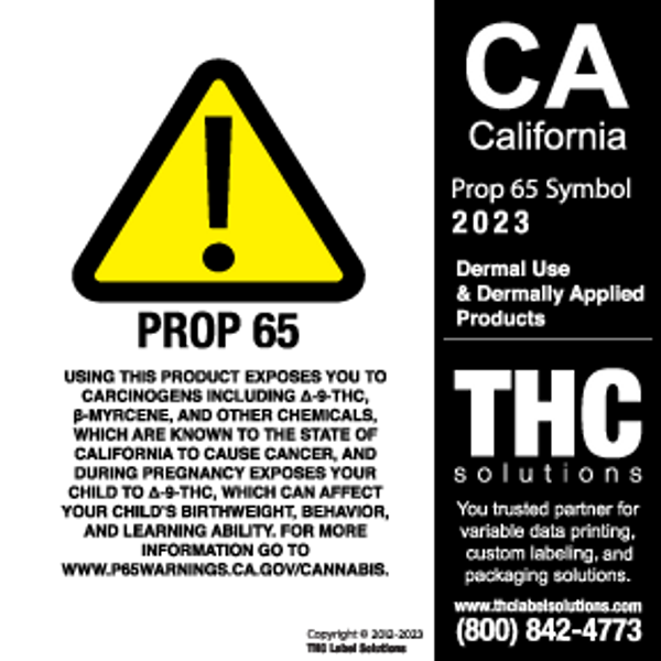 CA - California Prop 65 2023 Warning Symbol THC Solutions free download (Dermal Use Products)
