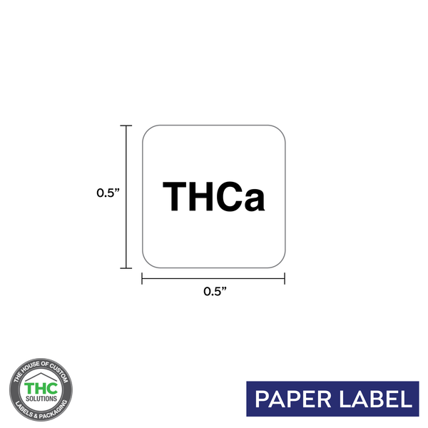 THCa Government Warning Symbol,  Generic Square Paper Label,  0.5" x 0.5" (Qty 1,000 Per Roll)