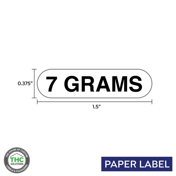 7 Grams Product,  Generic Paper Label,  0.375" x 1.5" (Qty 5,000 Per Roll)