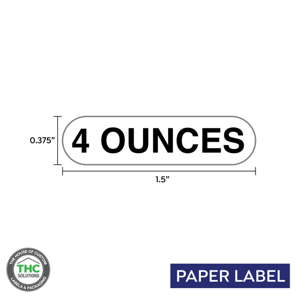 4 Ounces Product, Generic Paper Label,  0.375" x 1.5" (Qty 5,000 Per Roll)