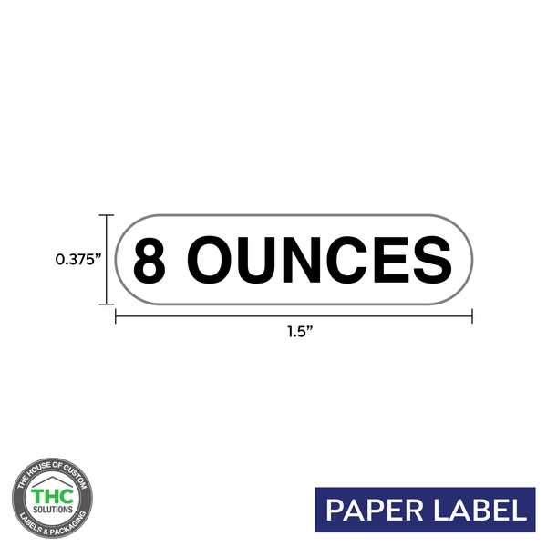 8 Ounces Product, Generic Paper Label,  0.375" x 1.5" (Qty 5,000 Per Roll)