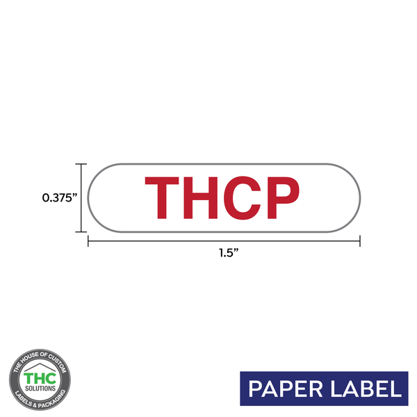 THCP Red Text Government Warning,  Generic Paper Label,  0.375" x 1.5" (Qty 5,000 Per Roll)
